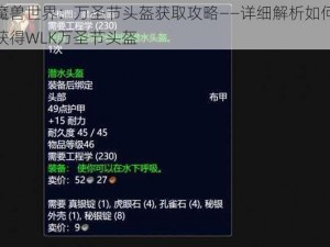 魔兽世界：万圣节头盔获取攻略——详细解析如何获得WLK万圣节头盔