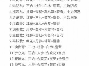 江湖丹药功效详解表：全方位解析放置江湖中的神奇药物作用