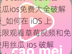 草莓视频ios无限看-丝瓜ios免费大全破解版_如何在 iOS 上无限观看草莓视频和免费使用丝瓜 ios 破解版大全？