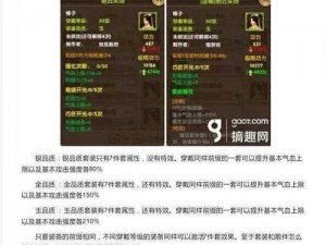 九阴真经手游套装属性深度解析：装备继承之道与属性融合策略探究