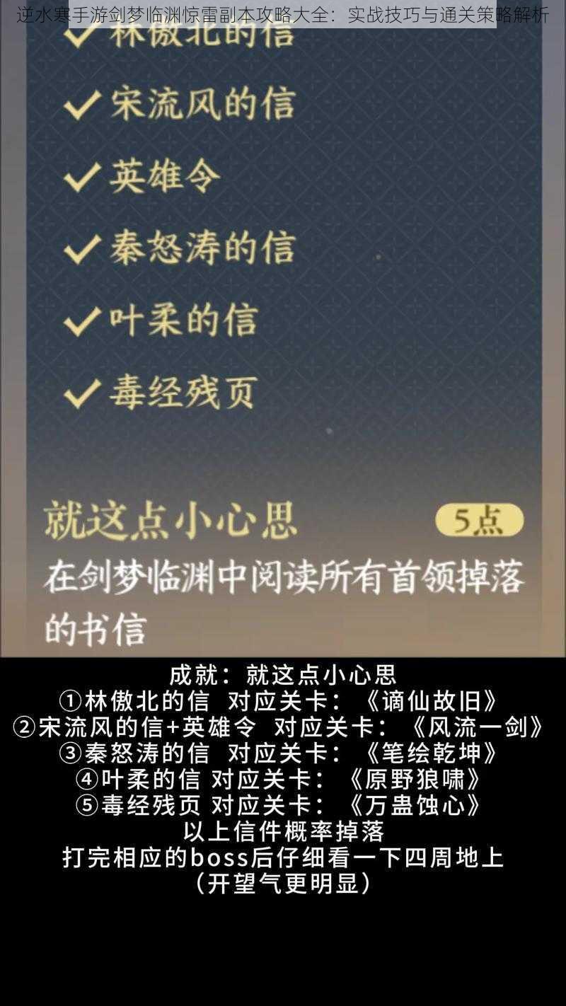 逆水寒手游剑梦临渊惊雷副本攻略大全：实战技巧与通关策略解析