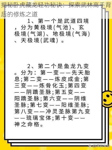 揭秘卧虎藏龙轻功秘诀：探索武林高手背后的修炼之道