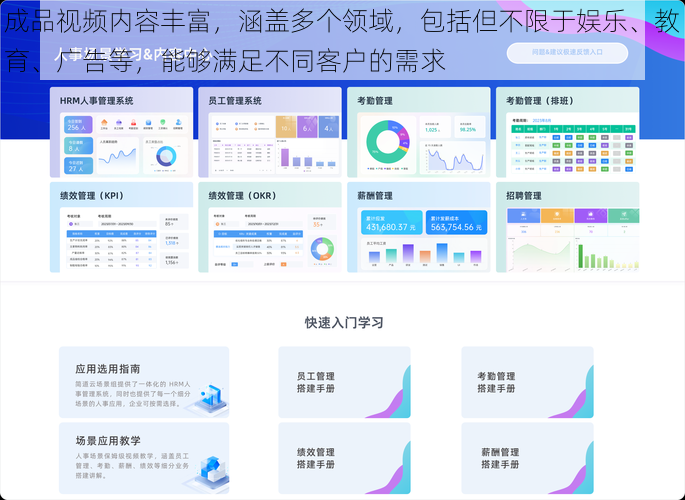 成品视频内容丰富，涵盖多个领域，包括但不限于娱乐、教育、广告等，能够满足不同客户的需求