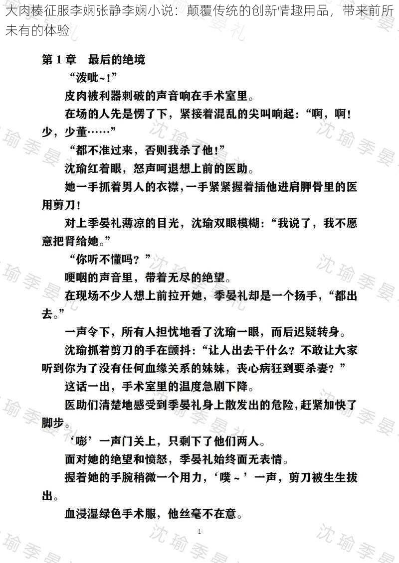 大肉楱征服李娴张静李娴小说：颠覆传统的创新情趣用品，带来前所未有的体验