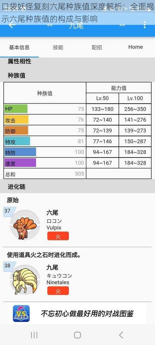 口袋妖怪复刻六尾种族值深度解析：全面揭示六尾种族值的构成与影响