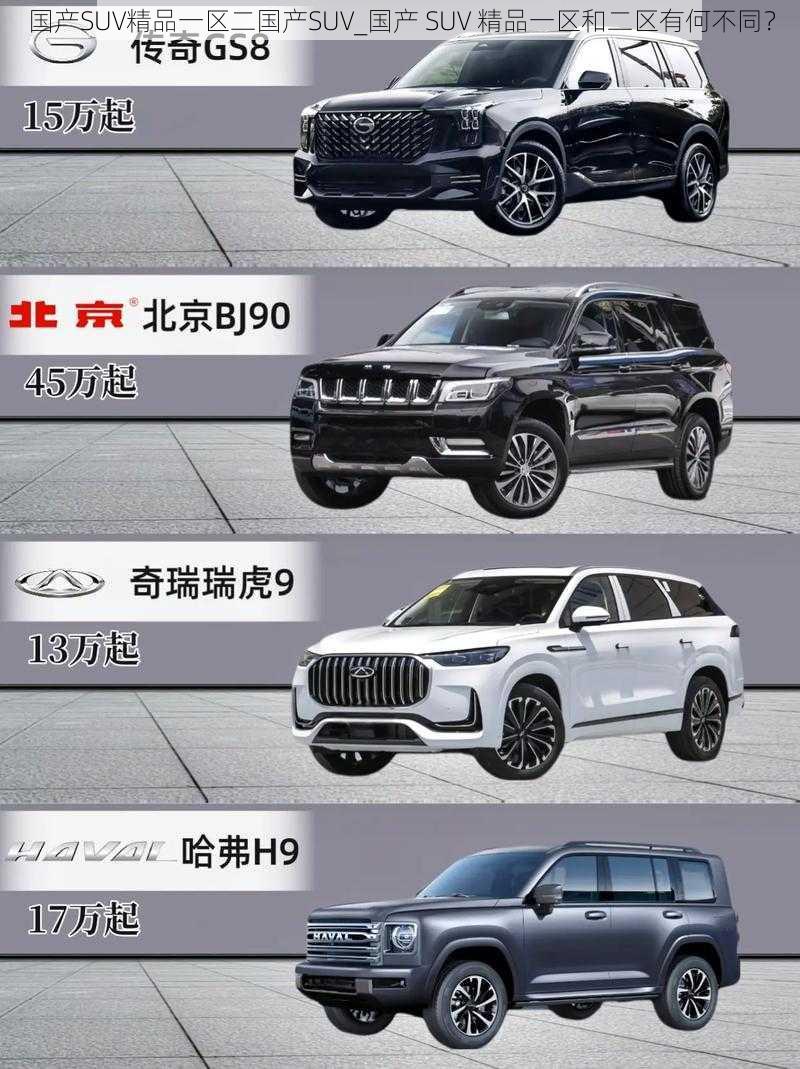 国产SUV精品一区二国产SUV_国产 SUV 精品一区和二区有何不同？