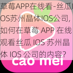 草莓APP在线看-丝瓜IOS苏州晶体IOS公司,如何在草莓 APP 在线观看丝瓜 IOS 苏州晶体 IOS 公司的内容？