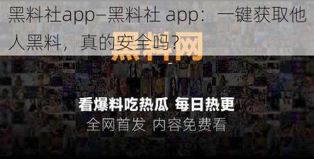 黑料社app—黑料社 app：一键获取他人黑料，真的安全吗？