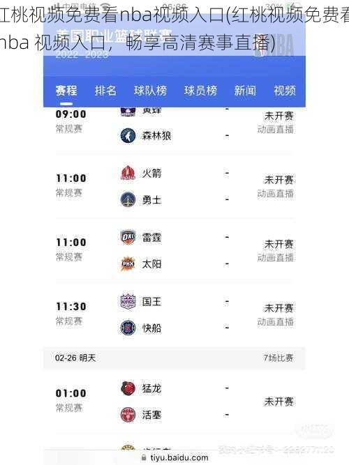 红桃视频免费看nba视频入口(红桃视频免费看 nba 视频入口，畅享高清赛事直播)