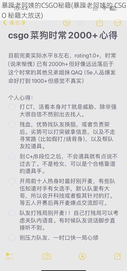 暴躁老阿姨的CSGO秘籍(暴躁老阿姨的 CSGO 秘籍大放送)