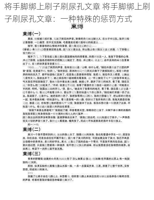 将手脚绑上刷子刷尿孔文章 将手脚绑上刷子刷尿孔文章：一种特殊的惩罚方式